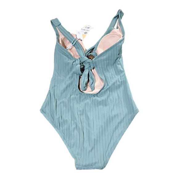 Kona Sol Women's Light Blue Striped One-Piece Swimsuit Size S - Picture 6 of 14